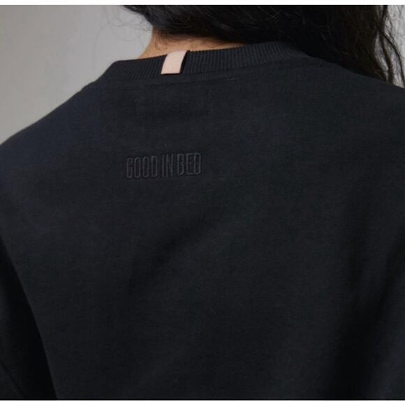 Lunya Woman's Cozy Fleece Crewneck Sweatshirt M Black Loungewear Travel - Picture 2 of 10